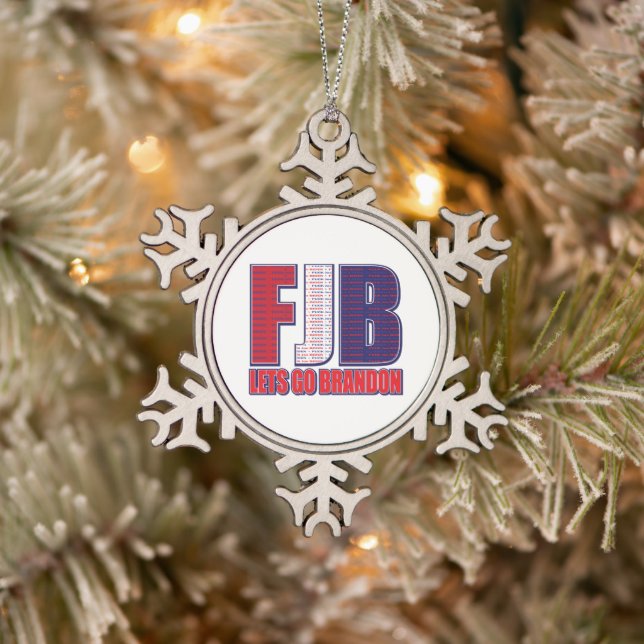 FJB - Lets Go Brandon Snowflake Pewter Christmas Ornament (Tree)