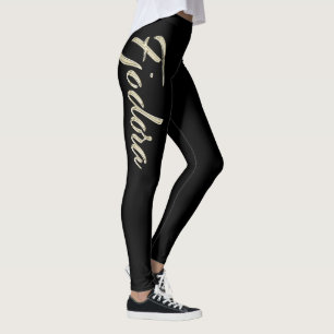 Fjodora white gold handwriting trousers leggings