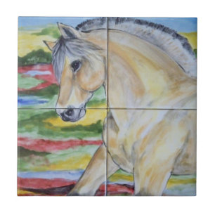 Fjord Horse Pony Mural Design Stylised Landscape Tile