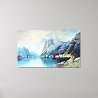 Fjord in Norway, fine art painting,