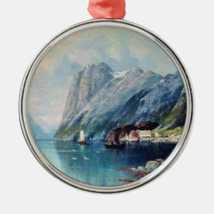 Fjord in Norway painting by Lev Lagorio Metal Tree Decoration