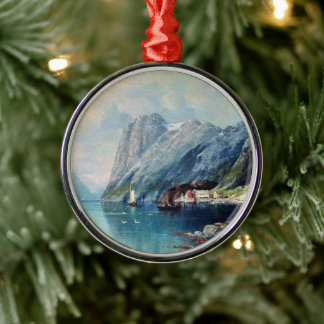 Fjord in Norway painting by Lev Lagorio Metal Tree Decoration