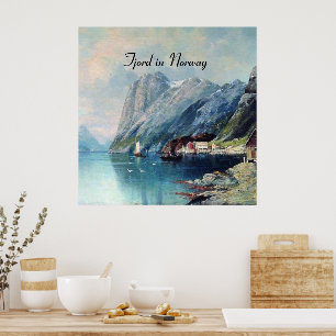 Fjord in Norway painting by Lev Lagorio Poster