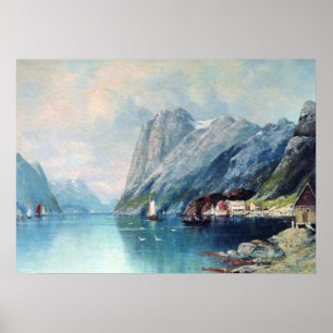 Fjord in Norway painting by Lev Lagorio Poster