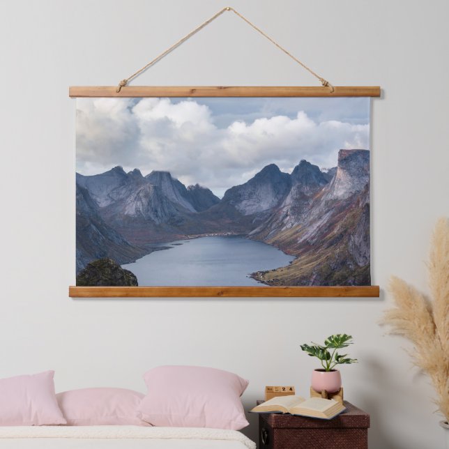 Fjord Reflections – Majestic Mountain Calm Hanging Tapestry (Bedroom)