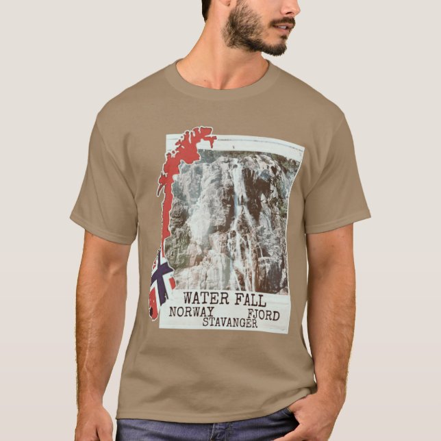 Fjord Waterfall Norway T-Shirt (Front)