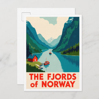 Fjords Norway Art vintage Travel Postcard