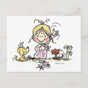 FL-001 Girl Waving Postcard