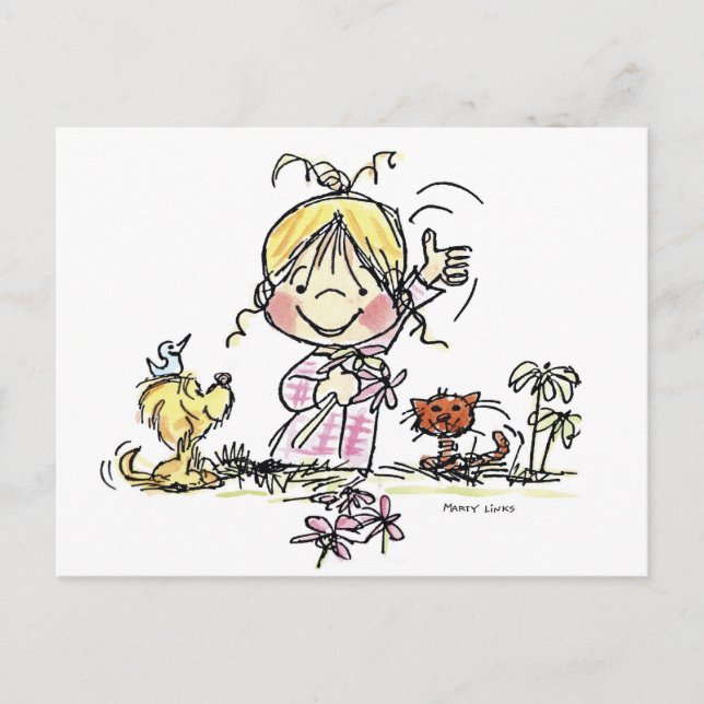 FL-001 Girl Waving Postcard (Front)