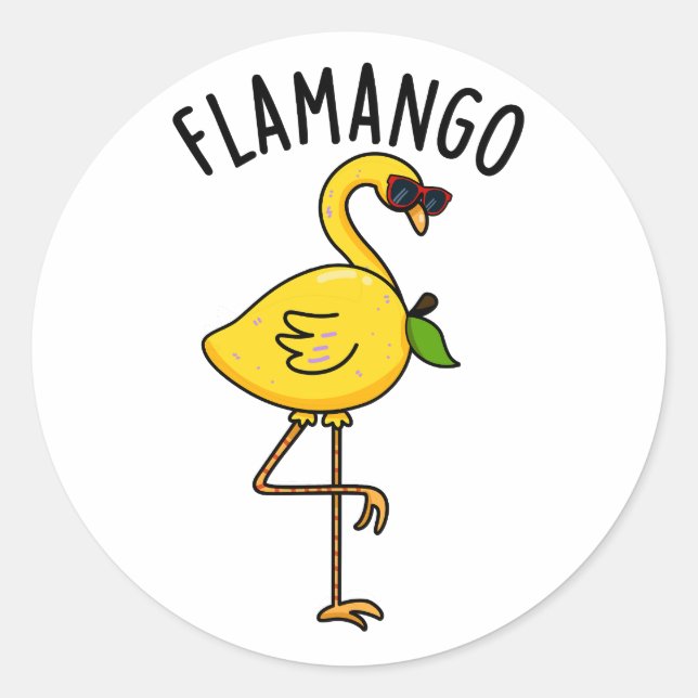 Fla-mango Funny Flamingo Pun  Classic Round Sticker (Front)