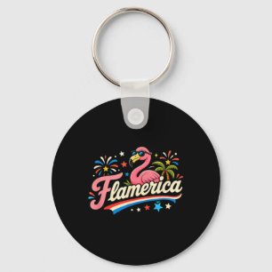 Flaamerica Independence Day Flamingo Stars 4th Key Ring