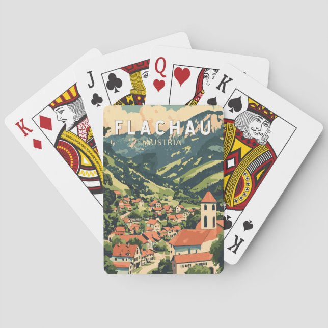 Flachau Austria Illustration Travel Art Vintage Playing Cards (Back)