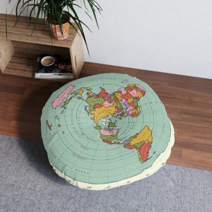 Flache Erde Karte Kissen - Einzigartiges Dekorativ Round Cushion