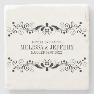 Flack Floral Lace Frame Custom Wedding Gift Stone Coaster