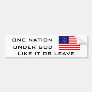 FLAG2, ONE NATION, UNDER GOD, LIKE IT OR LEAVE BUMPER STICKER
