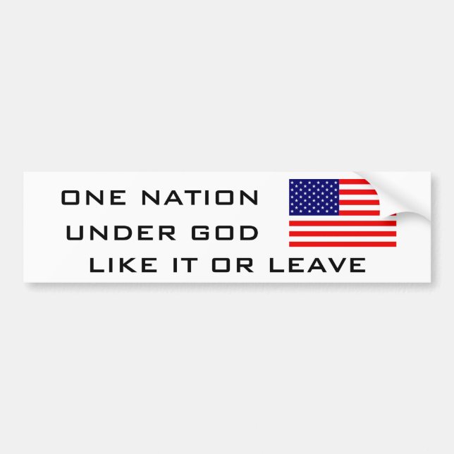 FLAG2, ONE NATION, UNDER GOD, LIKE IT OR LEAVE BUMPER STICKER (Front)