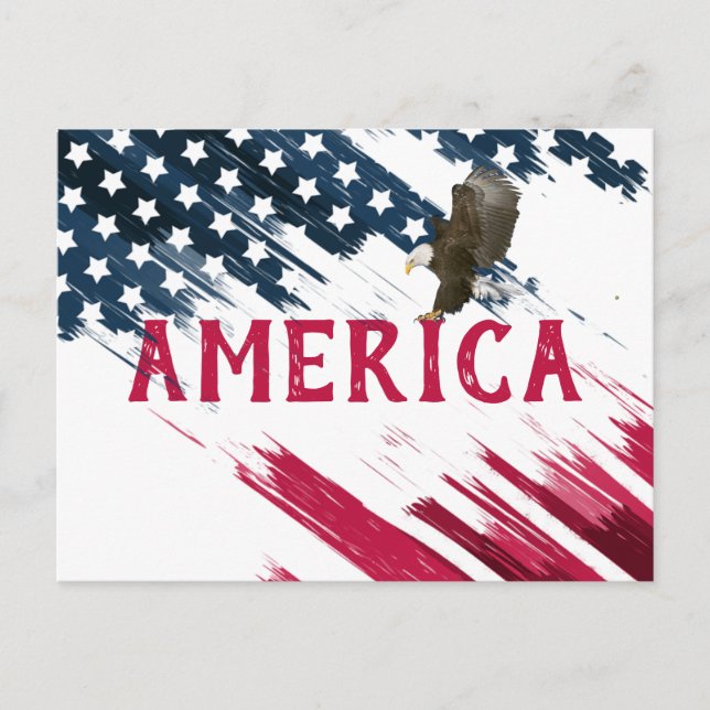 Flag 4th of July BBQ Party Invitation Postcard (Front)