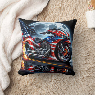 Flag-adorned vibrant motorcycle cushion