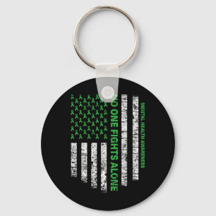 Flag Alone Mental Health Awareness No One Fights Key Ring