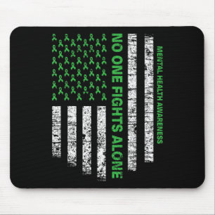 Flag Alone Mental Health Awareness No One Fights Mouse Mat