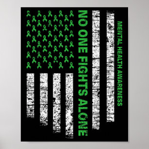 Flag Alone Mental Health Awareness No One Fights Poster