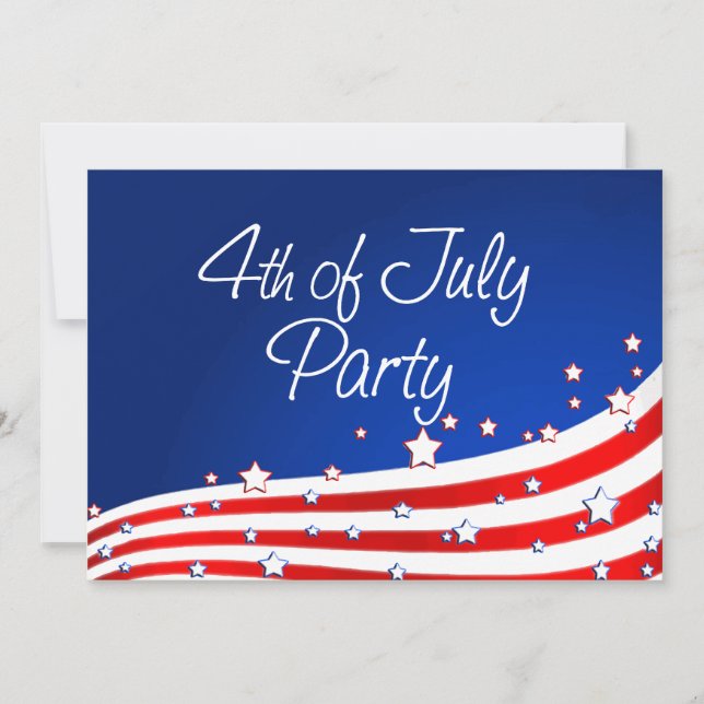Flag and Background 4th of July Party Invitation (Front)