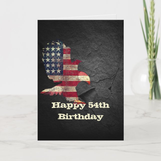 Flag and Bald Eagle for 54th Birthday Card (Front)