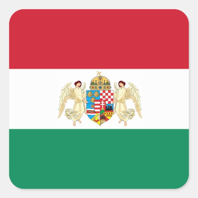 Flag and Coat of Arms - Hungary Square Sticker (Front)