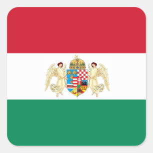 Flag and Coat of Arms - Hungary Square Sticker