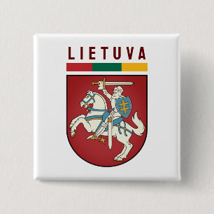 Flag and coat of arms of Lithuania 15 Cm Square Badge