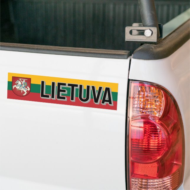 Flag and coat of arms of Lithuania Bumper Sticker (On Truck)