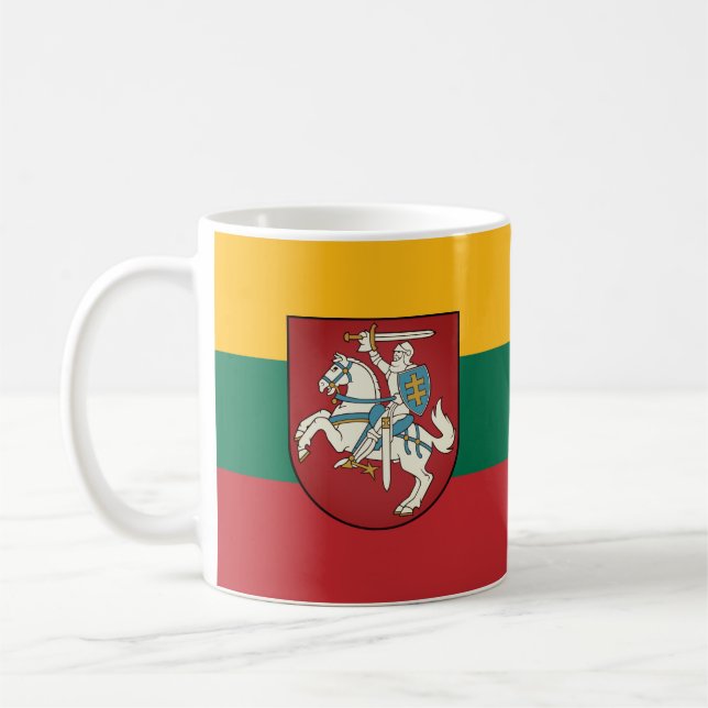 Flag and coat of arms of Lithuania Coffee Mug (Left)