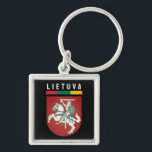 Flag and coat of arms of Lithuania Key Ring<br><div class="desc">Colours of the flag of Lithuania with the coat of arms. Lietuva is the name of the country in Lithuanian.</div>
