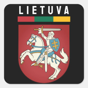 Flag and coat of arms of Lithuania Square Sticker