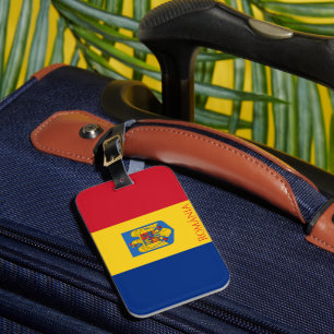 Flag and Coat of Arms of Romania Luggage Tag