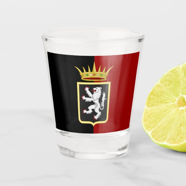 Flag and coat of arms of Valle d'Aosta (Italy)   Shot Glass (Front)