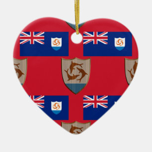 Flag and Crest of Anguilla Ceramic Tree Decoration