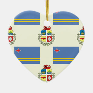 Flag and Crest of Aruba Ceramic Tree Decoration
