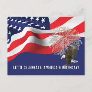 Flag and Eagle 4th of July Invitation Postcard