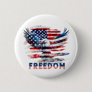 Flag and eagle of the United States.Freedom. 6 Cm Round Badge