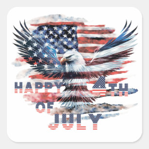 Flag and eagle of the United States. Independence  Square Sticker