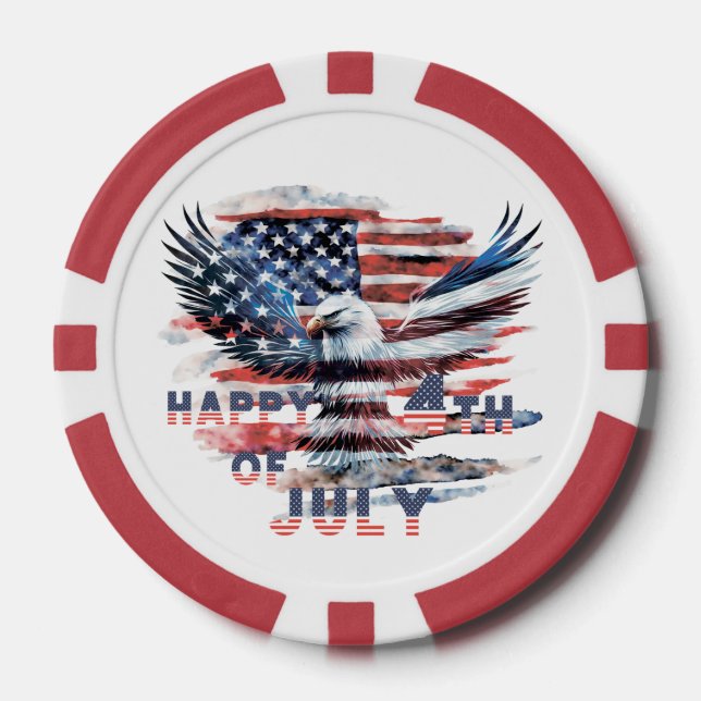 Flag and eagle of the United States. July 4th. Ind Poker Chips (Front)