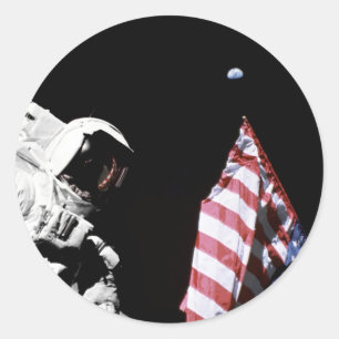 Flag and Earth Classic Round Sticker