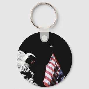 Flag and Earth Key Ring