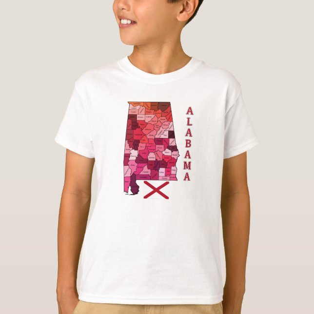 Flag and Map of Alabama T-Shirt (Front)