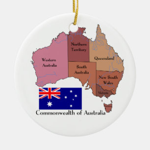 Flag and Map of Australia Ceramic Tree Decoration