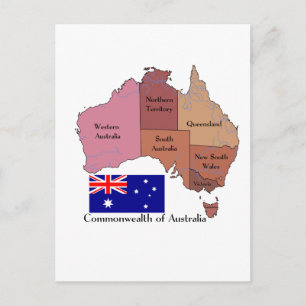 Flag and Map of Australia Postcard