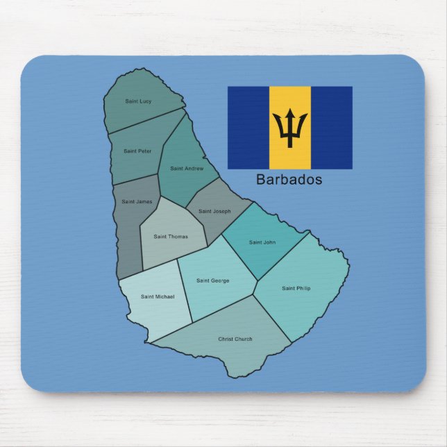 Flag and Map of Barbados Mouse Mat (Front)