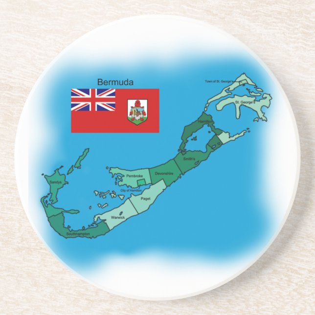 Flag and Map of Bermuda Coaster (Front)