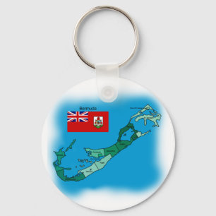 Flag and Map of Bermuda Key Ring